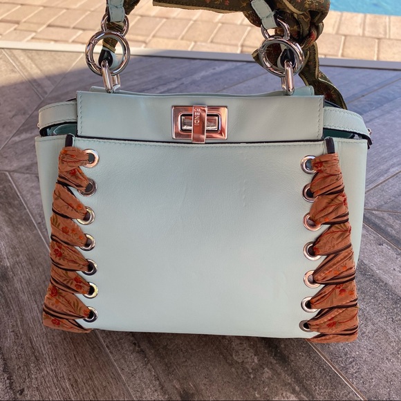 SOLD Fendi RARE Nappa Ribbon Lace Up Peekaboo Iconic Satchel - Picture 4 of 16